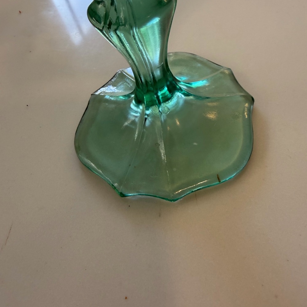 Vintage Fenton Green Glass Decorative Collectible Vase Candy Dish - Picture 12 of 12